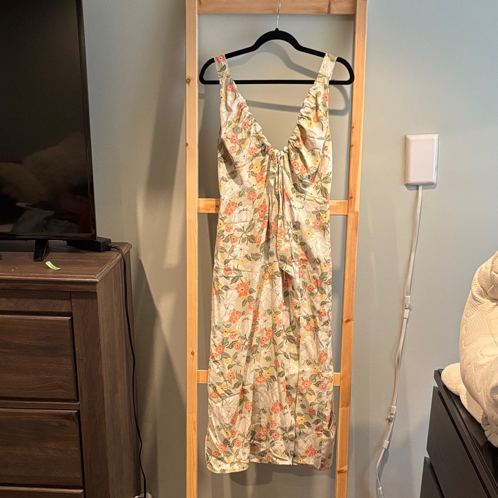 Abercrombie & Fitch Floral Midi Dress - Cream and Orange